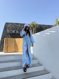 Kimono SANTORINI wiskoza z chustą baby blue 